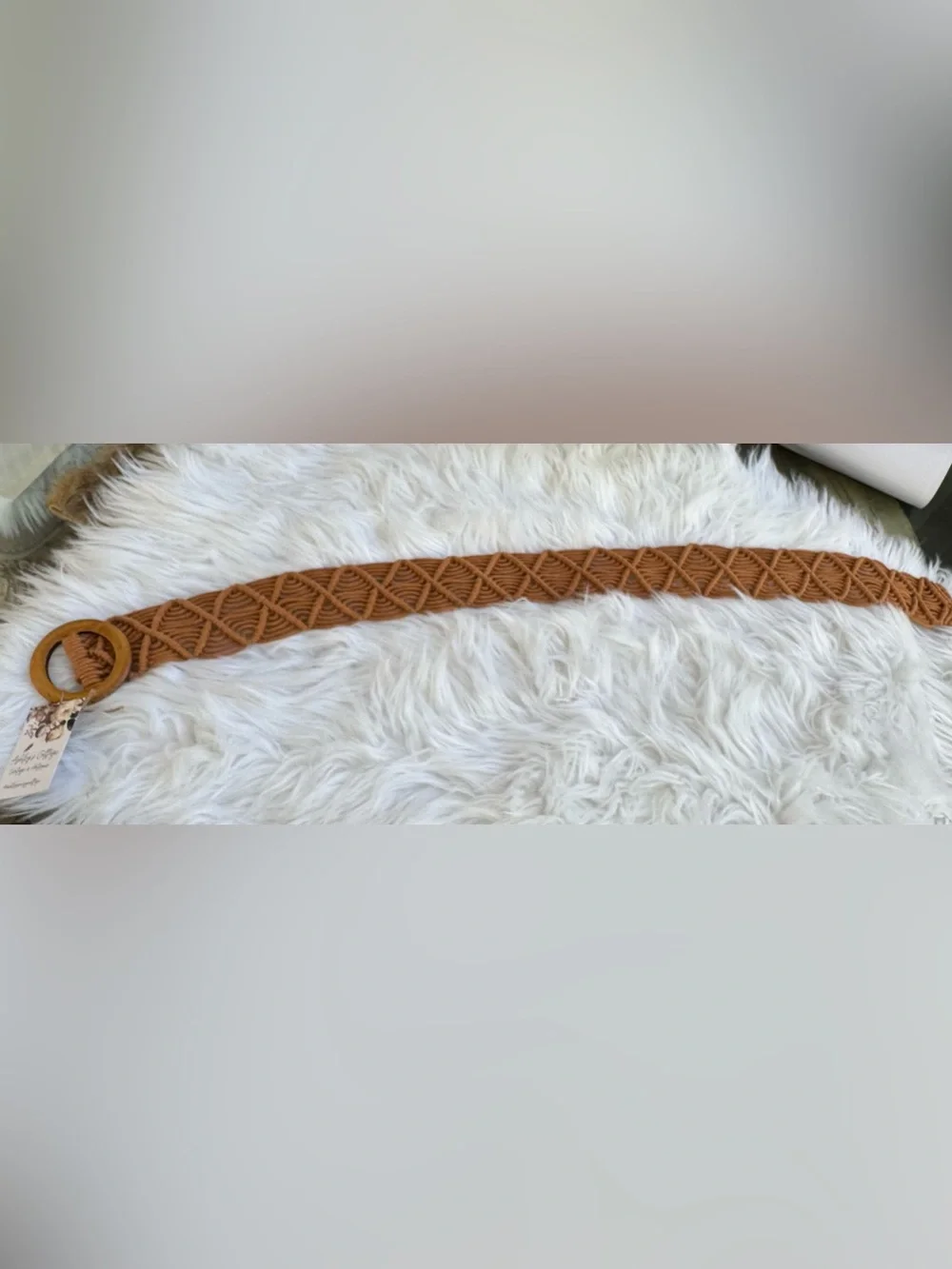 Woven Macramé Belt in Tan - Women's Accessory
